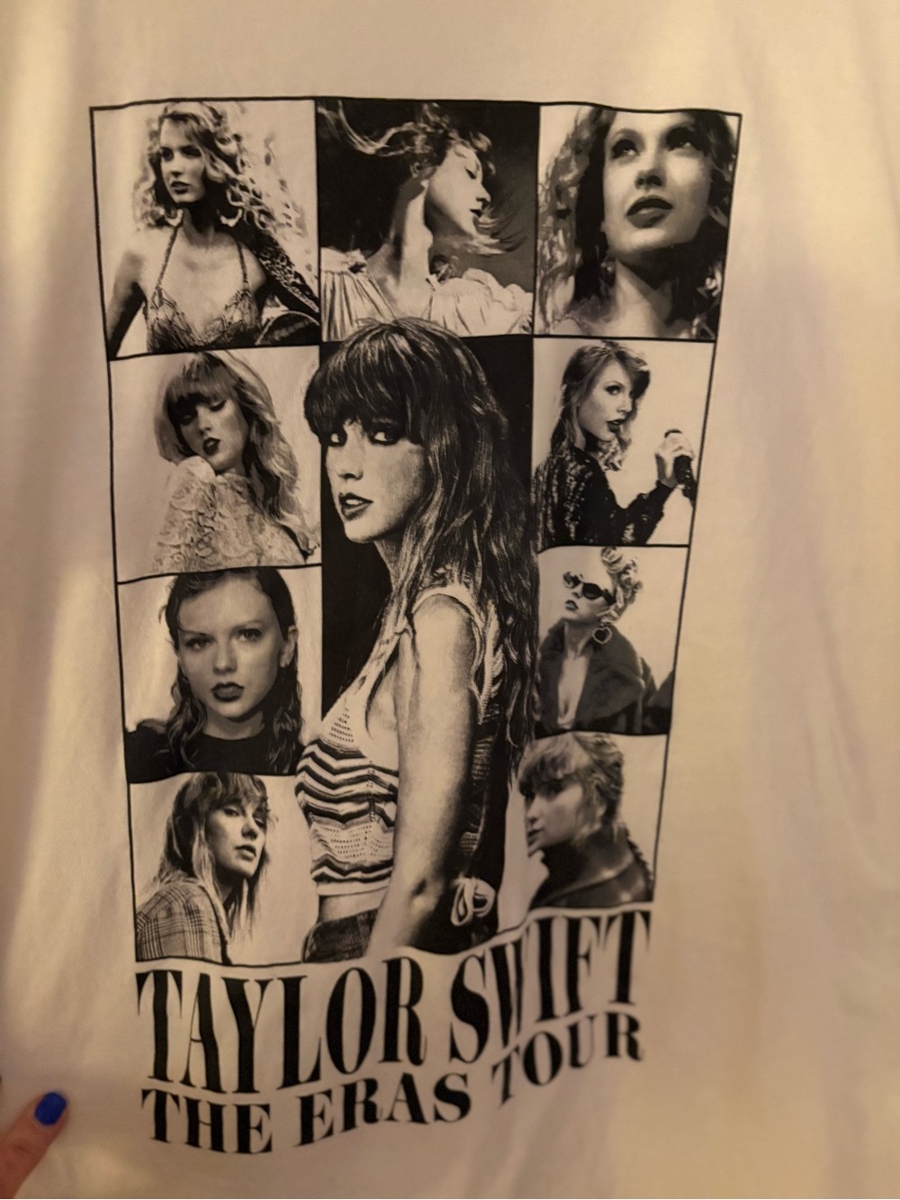 Taylor Swift White Short Sleeve Graphic Tee - Black Photo Collage